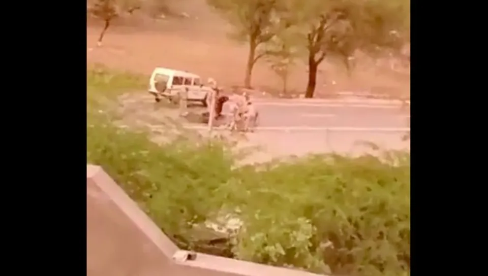 Murderers of Kanhaiya Lal being beaten by Rajasthan police