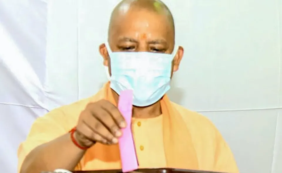 UP CM Yogi Adityanath casting his vote in MLC elections 2022