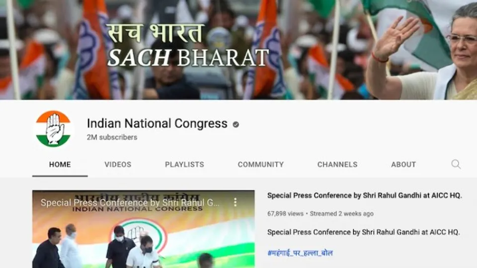 Congress' YouTube channel restored