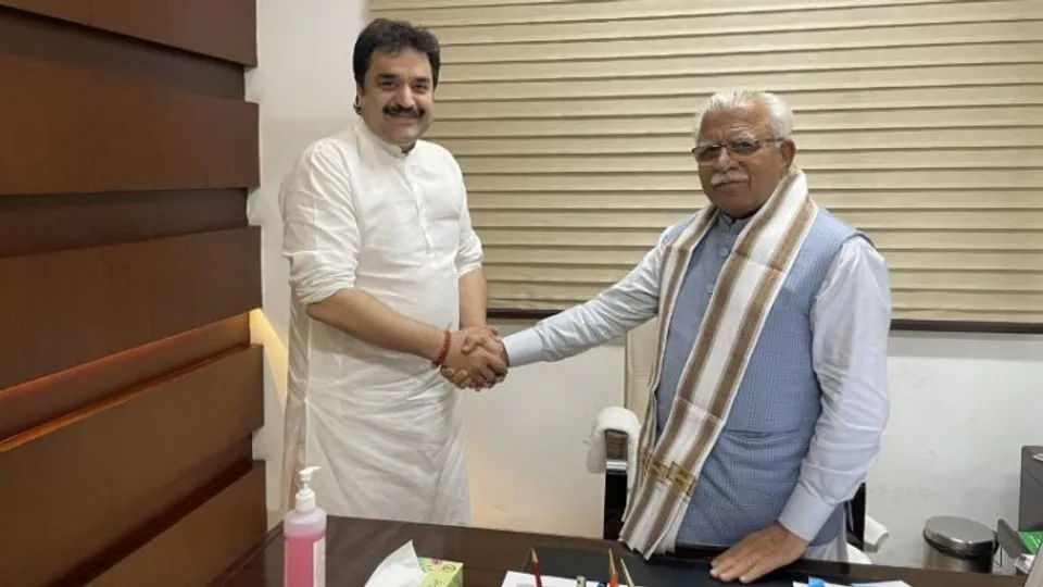 Kuldeep Bishnoi with Chief Minister Manoharlal Khattar