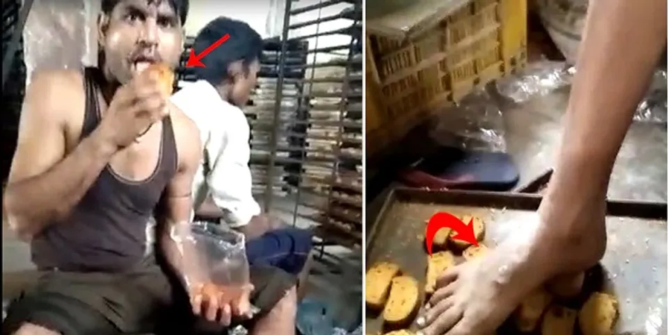 ആദ്യം തയ്യാറാക്കിയ ടോസ്റ്റിന് മുകളില്‍ കാലുകള്‍ വച്ചു, പിന്നെ നക്കിയും തുപ്പിയും പാക്കിംഗ്! ഇതാ ഒരു 'ടോസ്റ്റ് മേക്കിംഗ്' അപാരത! വീഡിയോ വൈറല്‍