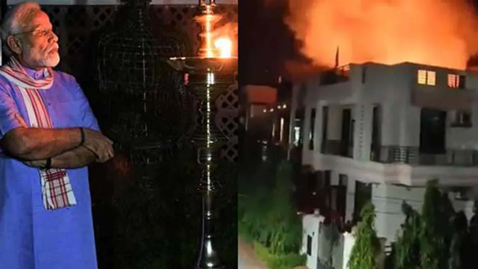 മോ​ദി​യു​ടെ ആ​ഹ്വാ​ന​ത്തെ പി​ന്തു​ണ​ക്കാ​ന്‍ പ​ട​ക്കം പൊ​ട്ടി​ച്ചു; രാജസ്ഥാനില്‍ കെ​ട്ടി​ട​ത്തി​ന് തീ​പി​ടി​ച്ചു