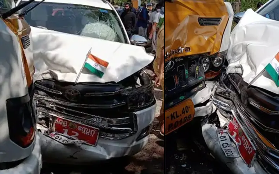 മന്ത്രി വിഎന്‍ വാസവന്റെ വാഹനം അപകടത്തില്‍പ്പെട്ടു ! പാമ്പാടിയില്‍ വച്ച് മന്ത്രിയുടെ വാഹനം ലോറിയുമായി കൂട്ടിയിടിച്ചു. മന്ത്രിക്ക് സാരമായ പരുക്കില്ലെന്നു സൂചന ! ഗണ്‍മാന് പരുക്ക്
