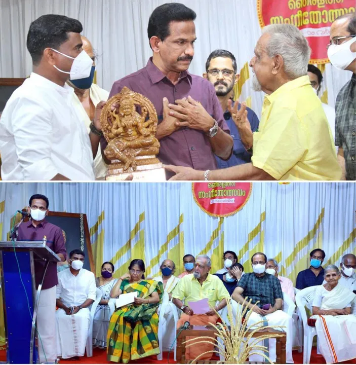 അങ്ങാടിപ്പുറത്തെ മാന്ധാദ്രി പുരസ്‌കാരവേദിയിൽ ഭാവഗായകൻ പി. ജയചന്ദ്രൻ