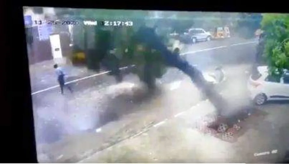 റോഡ് മുറിച്ചുകടക്കുന്നതിനിടെ, അപ്രതീക്ഷിതമായി കൂറ്റന്‍ മരം തലയിലേക്ക്; മധ്യവയസ്‌കന് ദാരുണാന്ത്യം