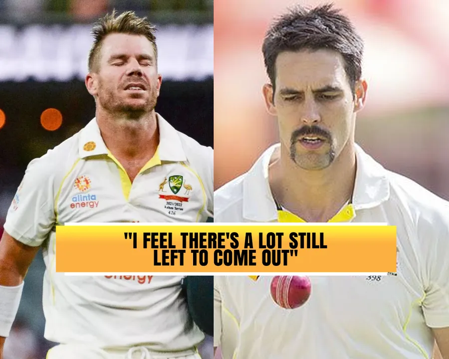 David Warner & Mitchell Johnson (Source: Twitter) 