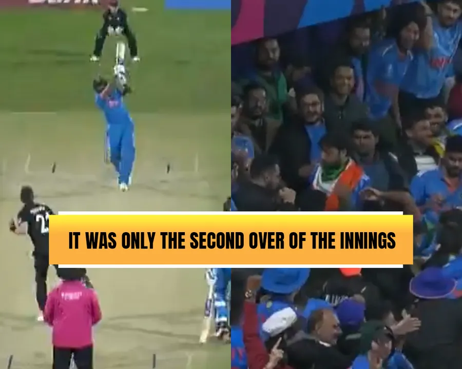 Rohit Sharma hits a six in the second over of the innings