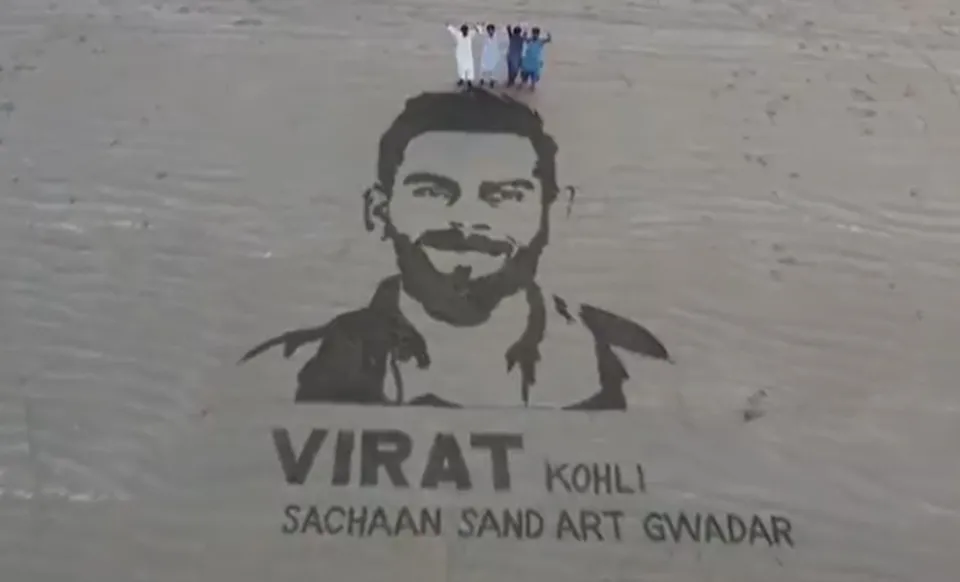 Virat Kohli's sand art in Pakistan