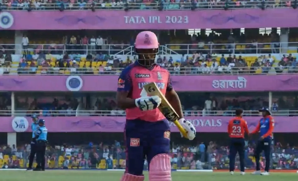 Sanju Samson with a duck against DC