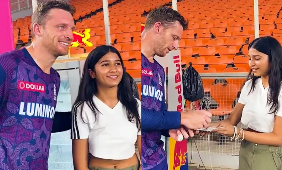 Jos Buttler with fangirl in IPL 2023