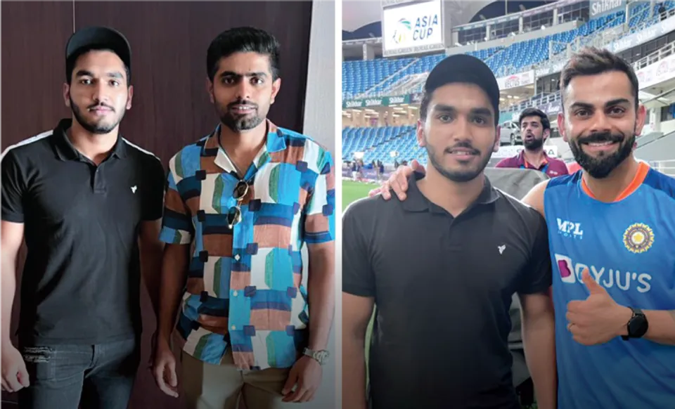 Babar Azam, Virat Kohli with Mohammad Yousaf's son