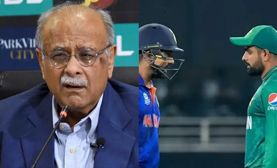 Najam Sethi, Rohit Sharma and Babar Azam (Source - Twitter)