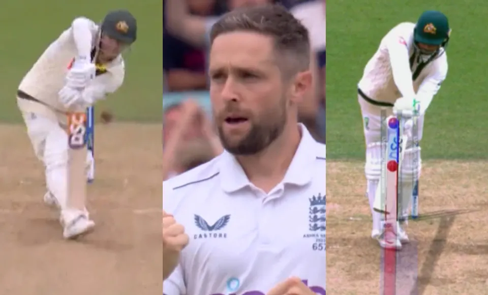 Chris Woakes dismissing David Warner and Usman Khawaja