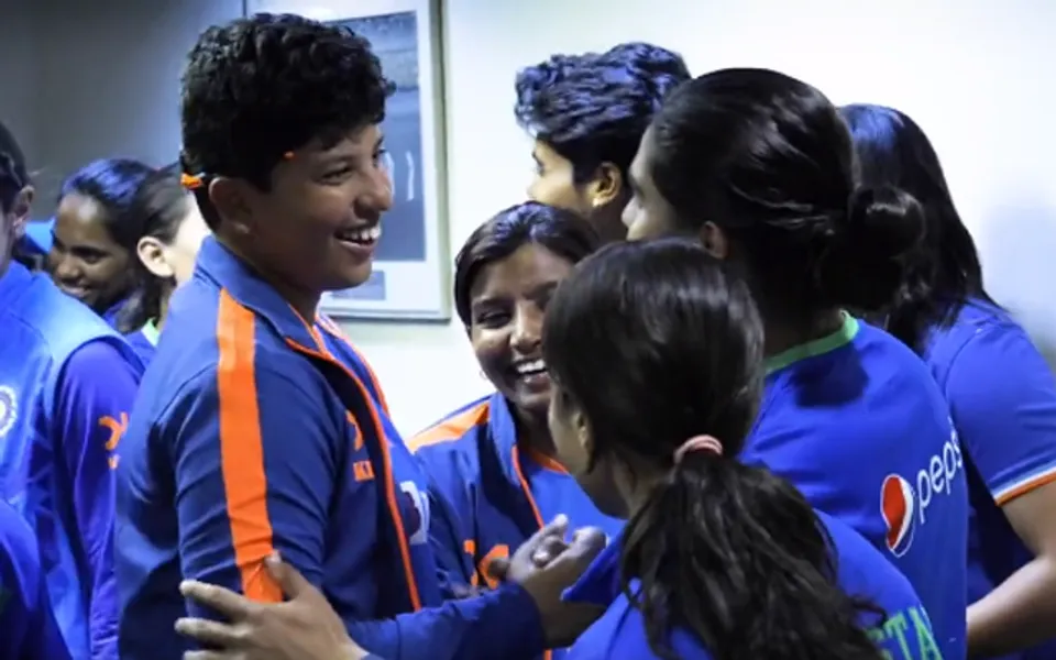 Players all smile after Women's 20-20 World Cup clash