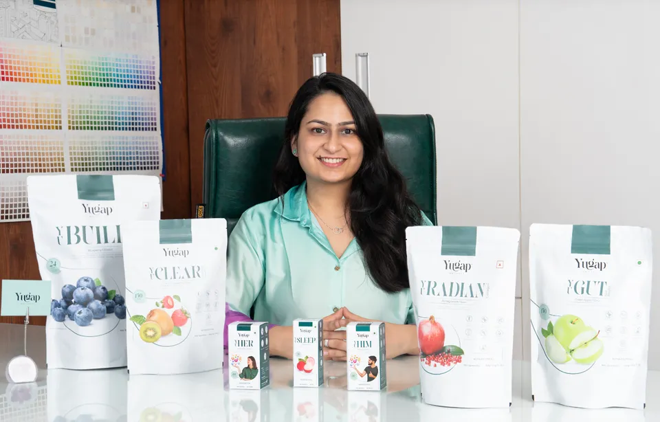 Yashna Garg, Founder, Yugap with the Product Range.png