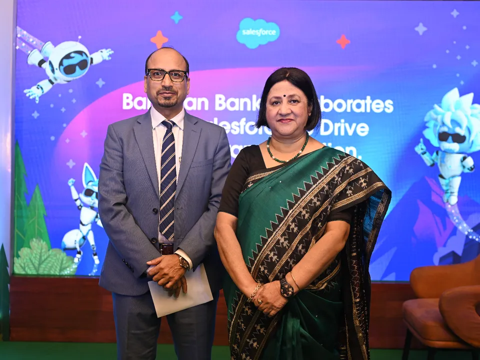 (L to R) Ratah Kumar Kesh, Executive Director & Chief Operating Officer, Bandhan Bank & Arundhati Bhattacharya, President & CEO, Salesforce, South Asia.JPG