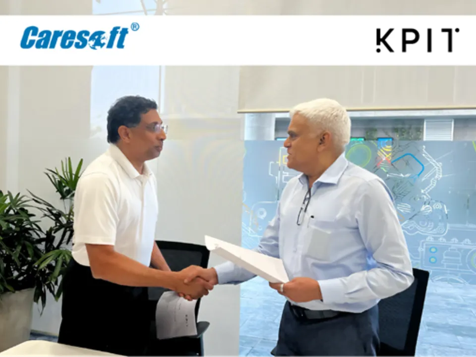 Mr. Mathew Vachaparampil, CEO of Caresoft Global (on the left) and Mr. Kishor Patil, Cofounder, CEO & MD, KPIT Technologies (on the right)