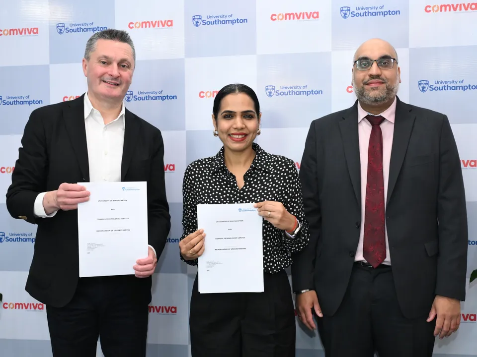 Picture Caption L to R - Prof Andrew Atherton-VP, International and Engagement-University of Southampton_ Bhagwati Shetty-CHRO, Comviva_ & Amarjit Singh, CEO, India Business Group.JPG