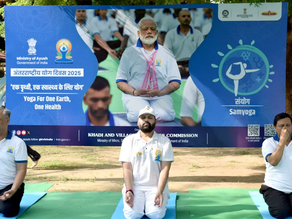 KVIC Celebrates International Yoga Day with Mass Practice in Delhi