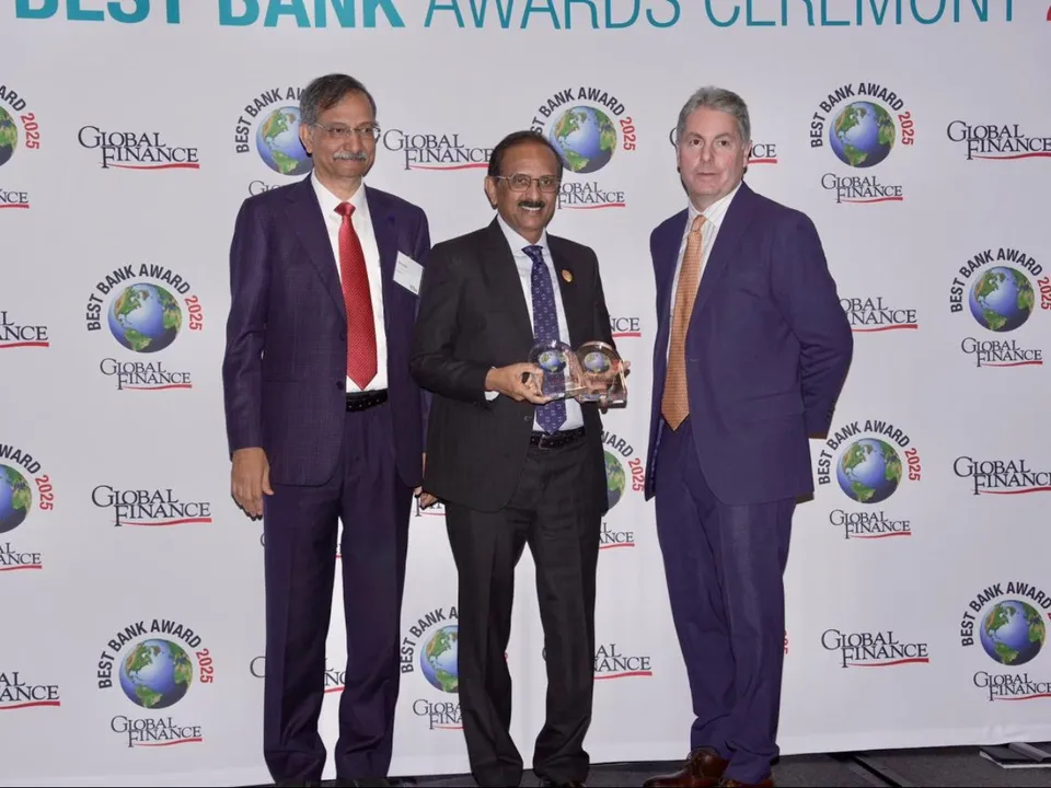 SBI Chairman Receiving Award from Global Finance