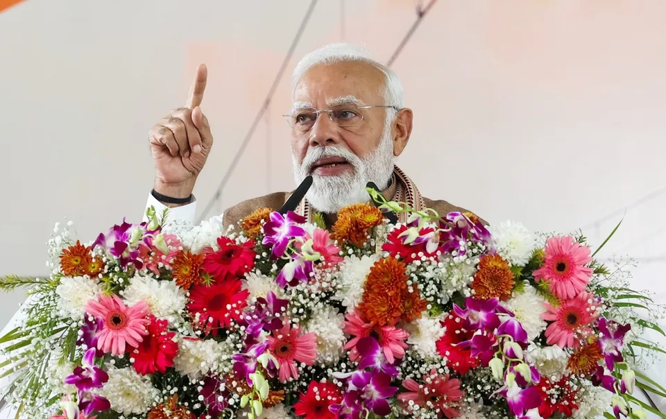 Narendra Modi PM addressing at the inauguration and dedication of various project