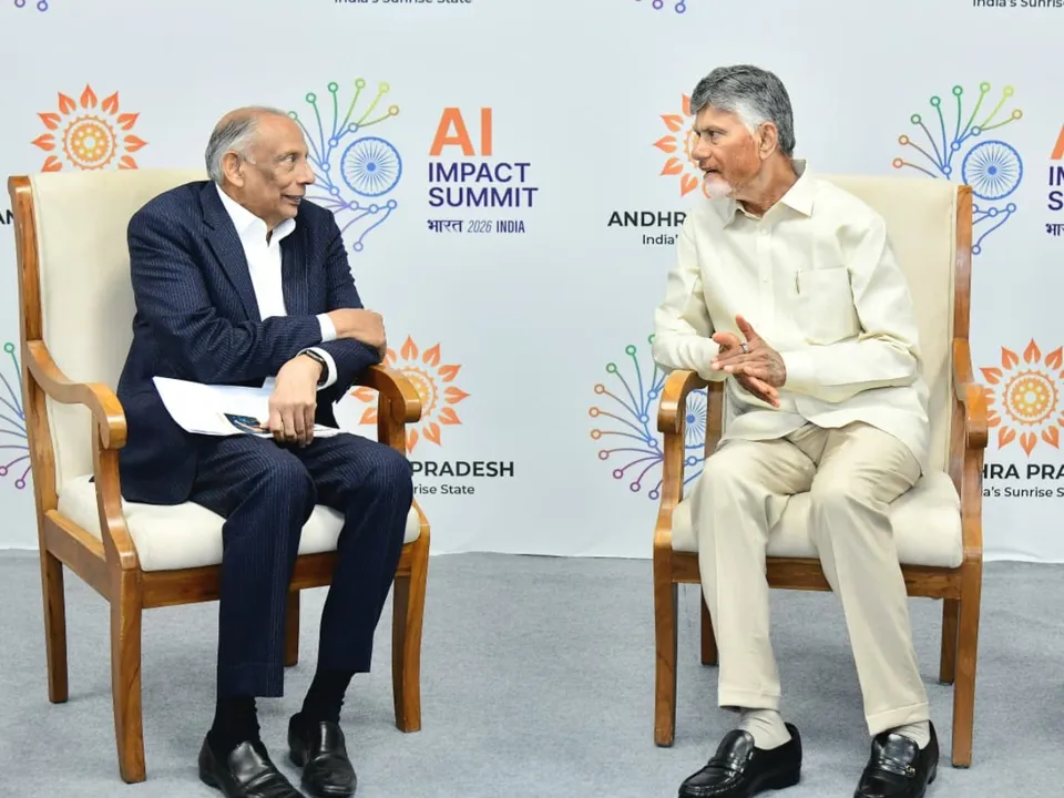 Raj Vattikuti Founder and Executive Chairman Calibo Right- N Chandrababu Naidu Chief Minister of Andhra Pradesh