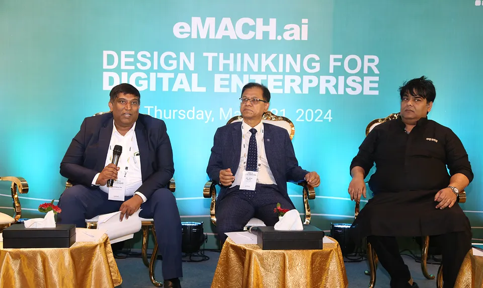 Ramanan SV, Director, Sonali Intellect and CEO, India and South Asia, Intellect Design Arena; Md. Afzal Karim, CEO & MD, Sonali Bank; Tanvir A Mishuk, Founder & MD, Nagad