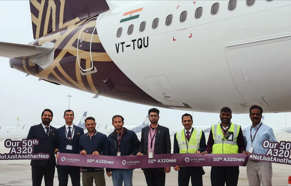 Vistara Adds 50th A320neo to Growing Fleet