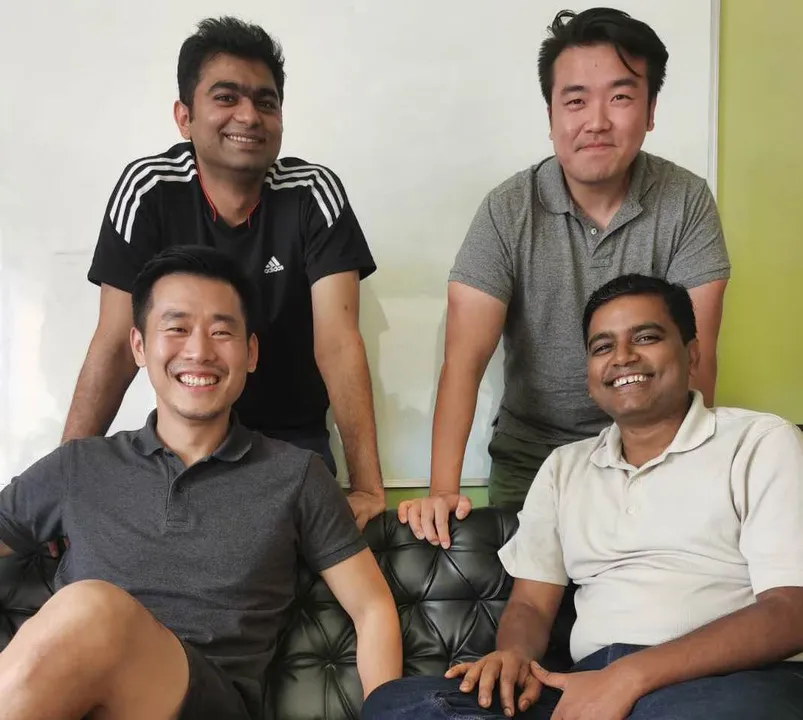 Amit, Back row right Bo, Front row left Pei, Front row right Sunil