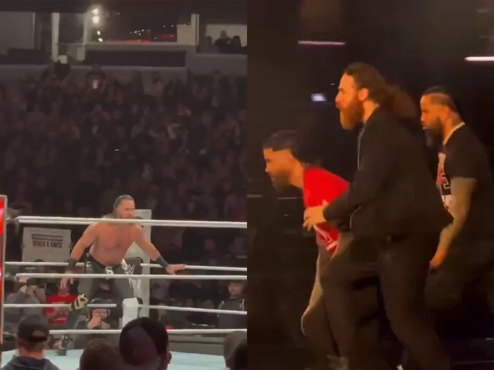 Team Roman come to Seth Rollins' assistance against Team Solo and Bronson Reed