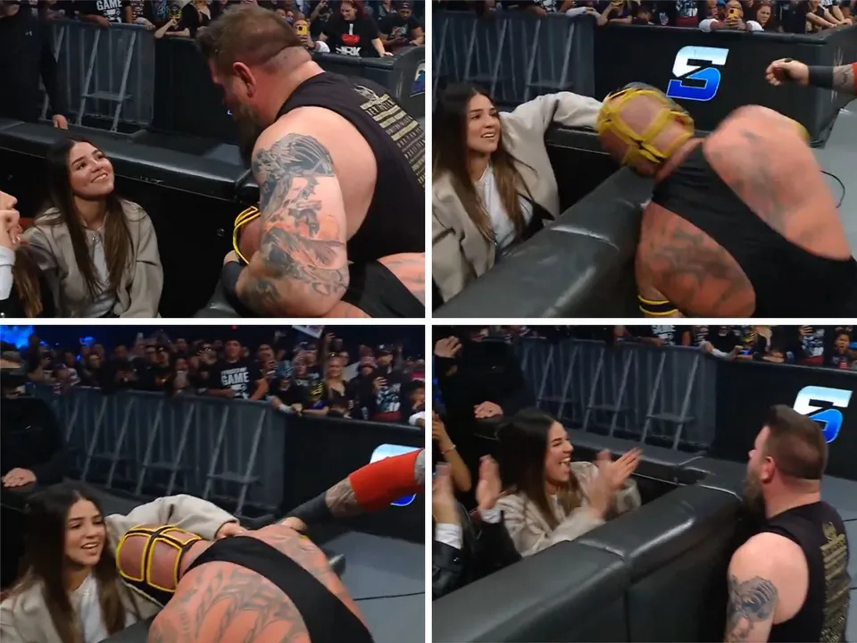 WATCH: Aaliyah Mysterio enjoys Kevin Owens beating her dad Rey Mysterio on WWE Smackdown