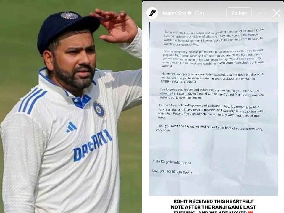 Rohit Sharma's fan pens emotional note after Ranji Trophy game against Jammu and Kashmir