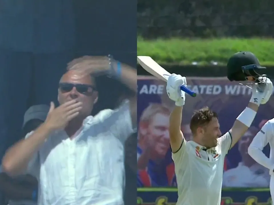 Josh Inglis' father seen blowing flying kisses after son reaches century on Test debut