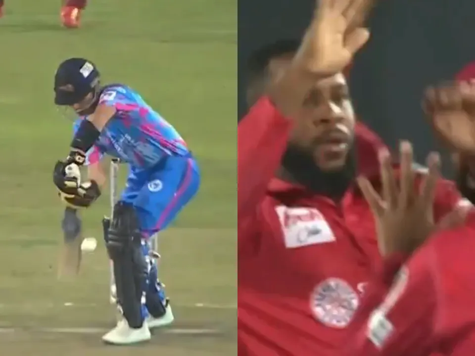 Kyle Mayers wicket of Khawaja Nafay during BPL 2025 qualifier match between Chittagong Kings vs Fortune Barishal