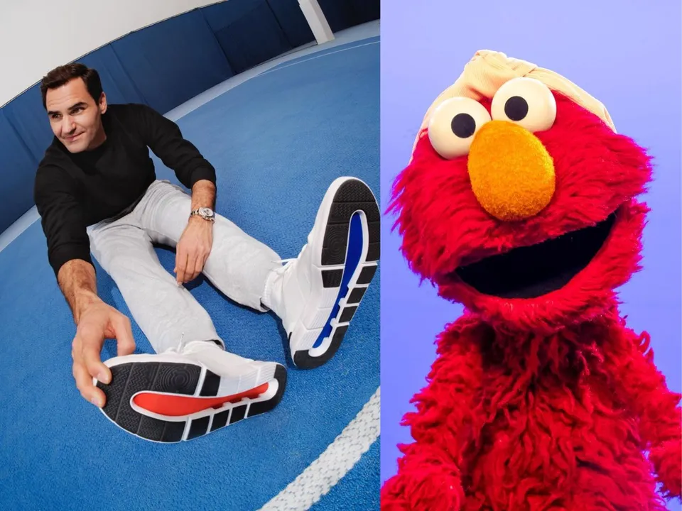 Roger Federer play with Elmo for the ON ad campaign