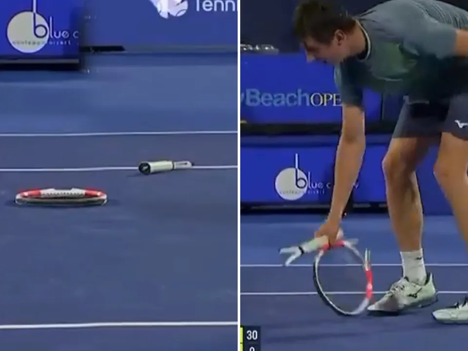 Shevchenko's Racket Breaks in Half
