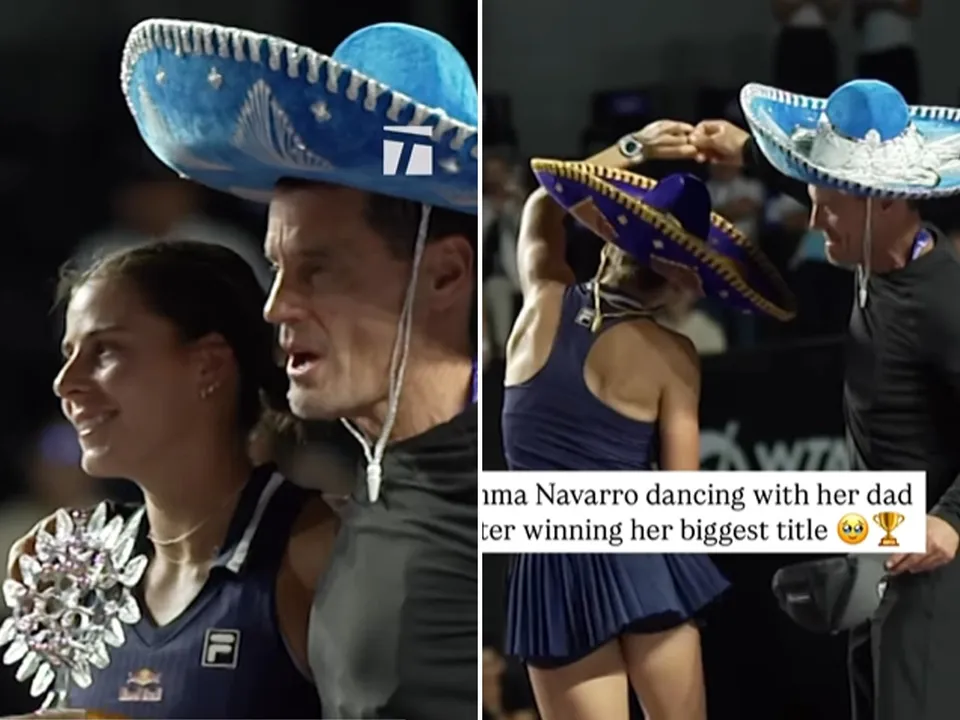 Emma Navarro and her dad Dancing after winning the Merida Open finals
