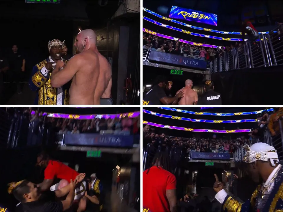 WATCH: Swerve Strickland delivers Swerve stomp from stands to Jon Moxley at AEW Revolution