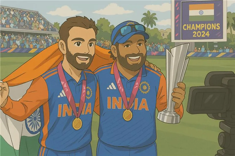 Virat Kohli and Rohit Sharma after India won T20 World Cup 2024