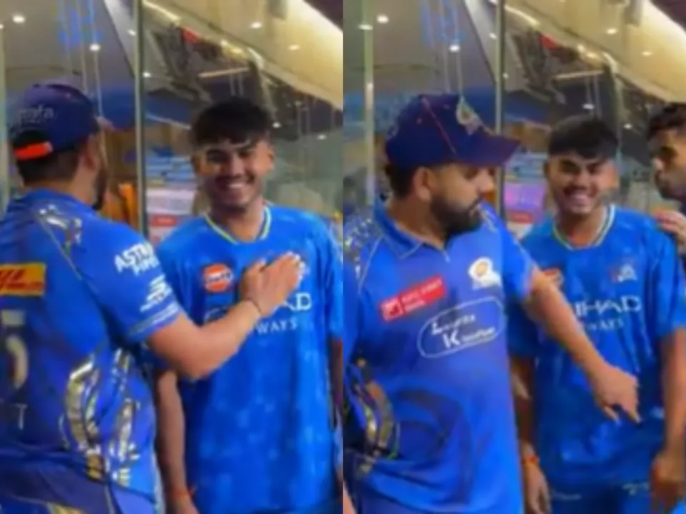 Rohit Sharma with Ayush Mhatre