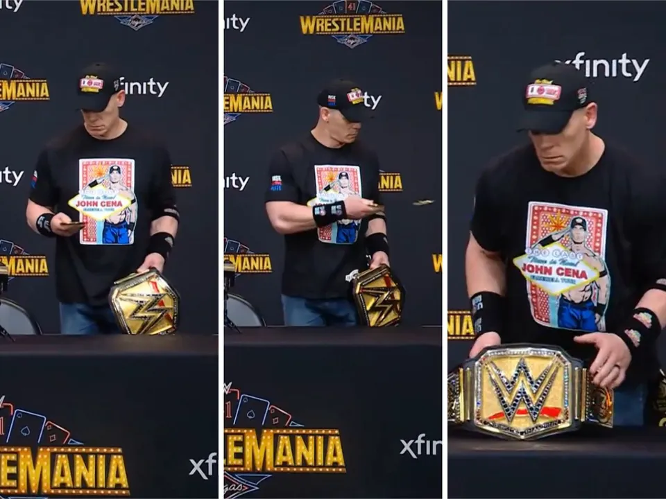 WATCH: John Cena throws away Cody Rhodes' sideplates from title after his win at WrestleMania 41