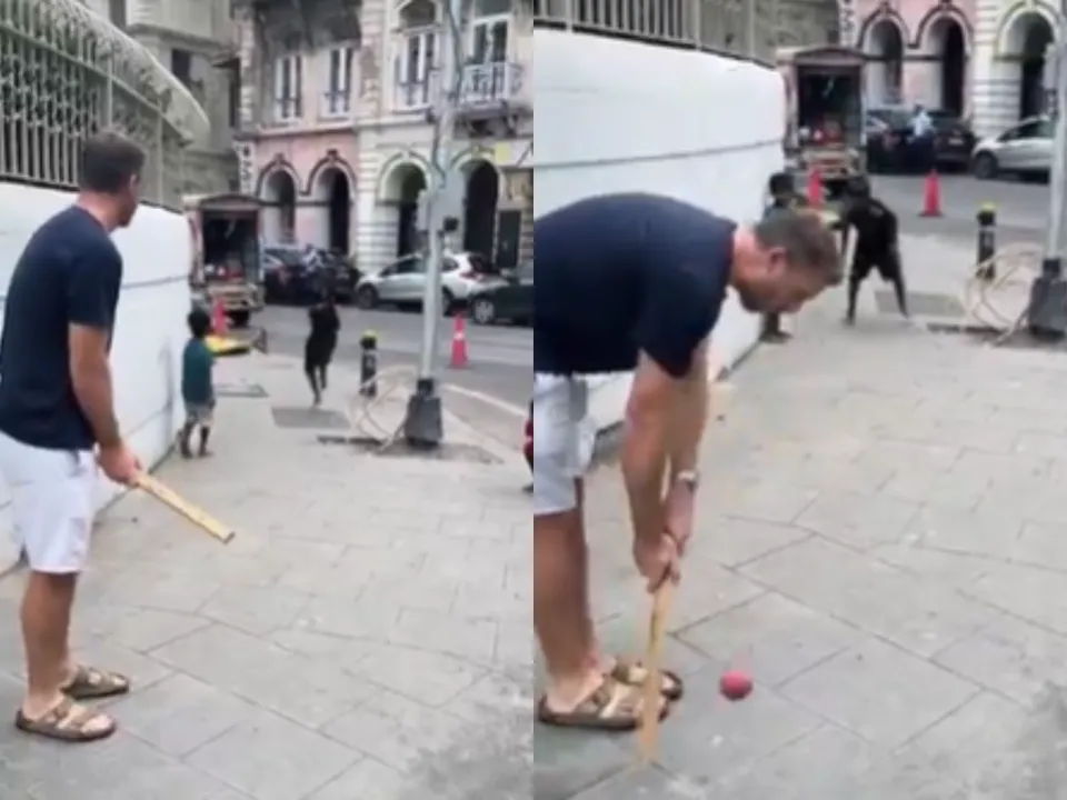 Jos Buttler playing with the kids in India