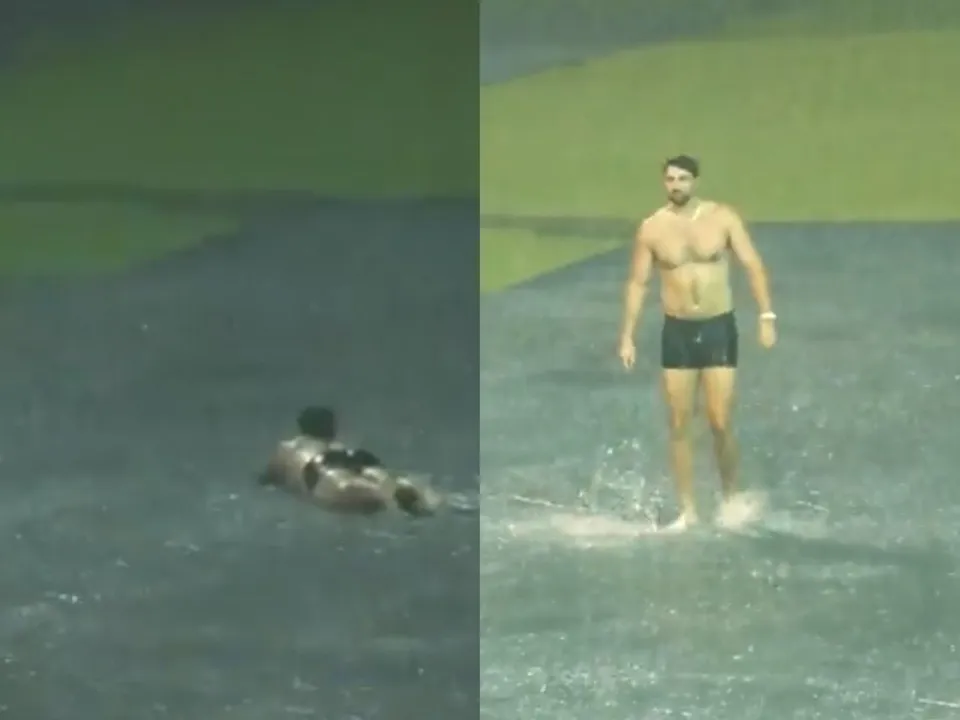 WATCH: Tim David dives into the pitch to enjoy rainy evening ahead of IPL 2025 resumption 