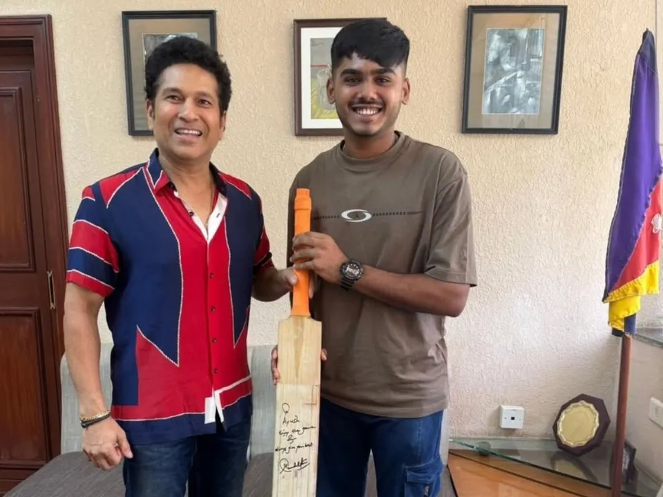 Ayush Mhatre and Sachin Tendulkar