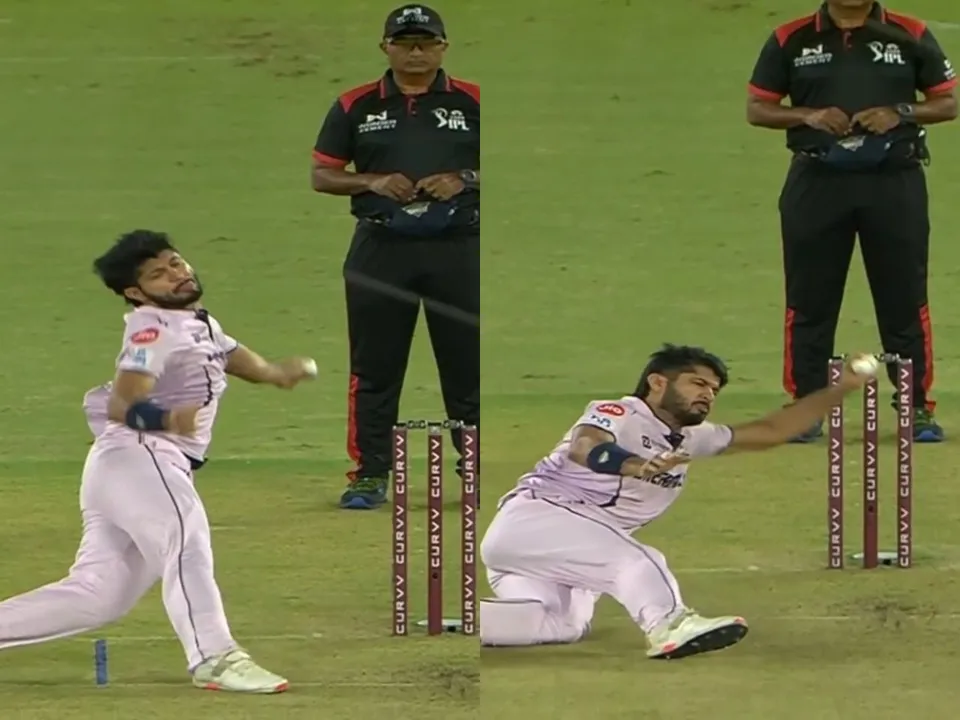 GT vs LSG: Arshad Khan slips while bowling