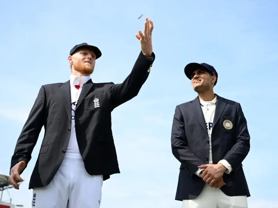 Ben Stokes and Shubman Gill at the time of toss for England vs india First Test
