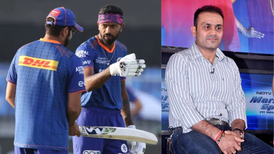 Virender Sehwag, Rohit Sharma and Hardik Pandya (File Photo: X)