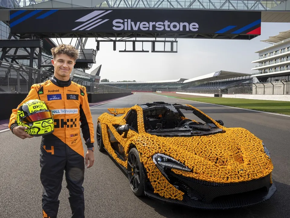 Lando Norris with Lego P1 hypercar 