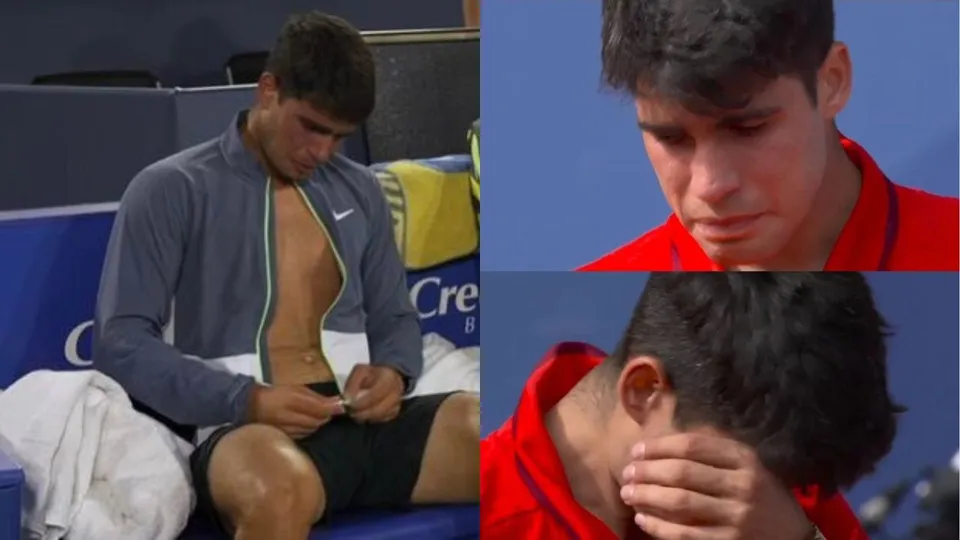Carlos Alcaraz crying after losing the final (Source: X)