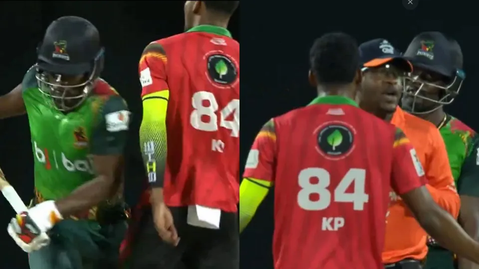Keemo Paul and Andre Fletcher gets into heated exchange in CPL 2024 (Source: X)